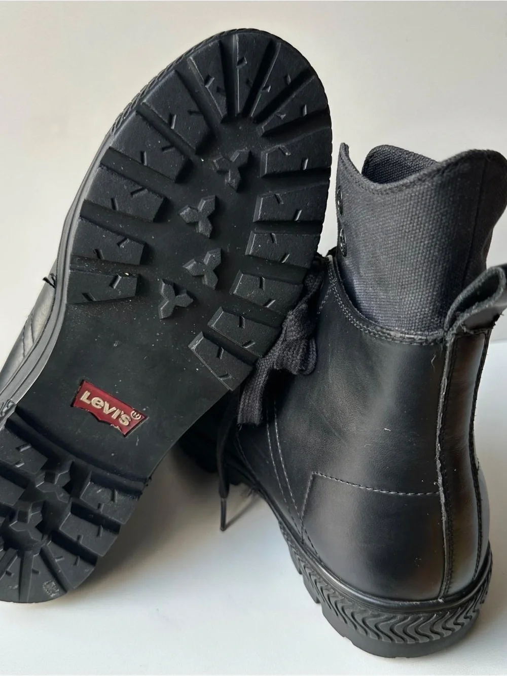 Levi's Men's Black Leather Canvas High Top Sneaker Boots Zip Lace Up Size 8.5